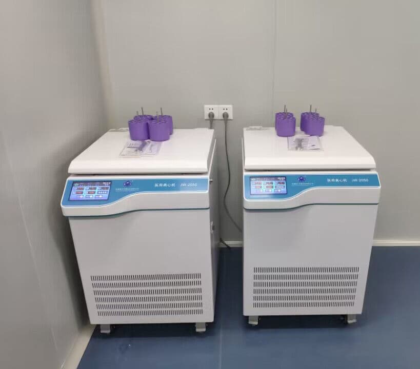 Two Javenlab JW-2058 medical centrifuges installed at a medical device company
